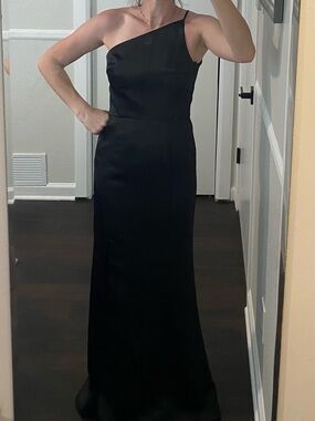 Amsale Black One-Shoulder Evening Gown